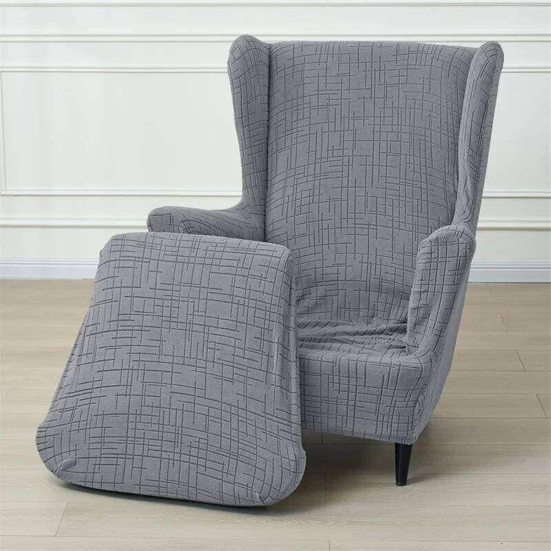 1 Set Jacquard Wing Spandex Wingback Chair Sofa Covers Armchair Slipcover with Seat Cushion Cover Home Decor 26L0126