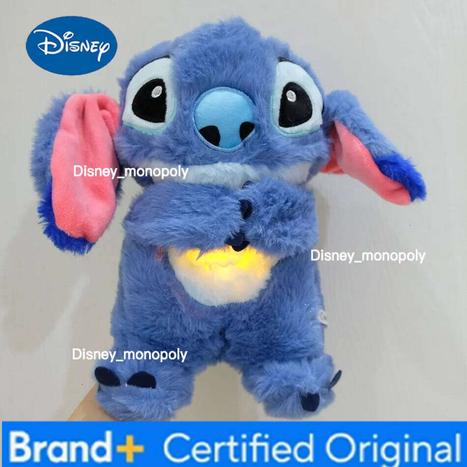 Disney Hot Stitch Baby Sleeping Companion Sound Soothing Musical Plush Toy With Air Bag And Light Doll Breathing Gifts Kawaii Toys H260126