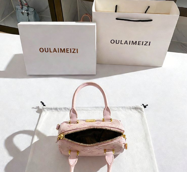 OULAIMEIZI 2026 New Design Fashion Embossed Boston Bag Premium Versatile Pink Women's Tote Free Shipping Hot Sale