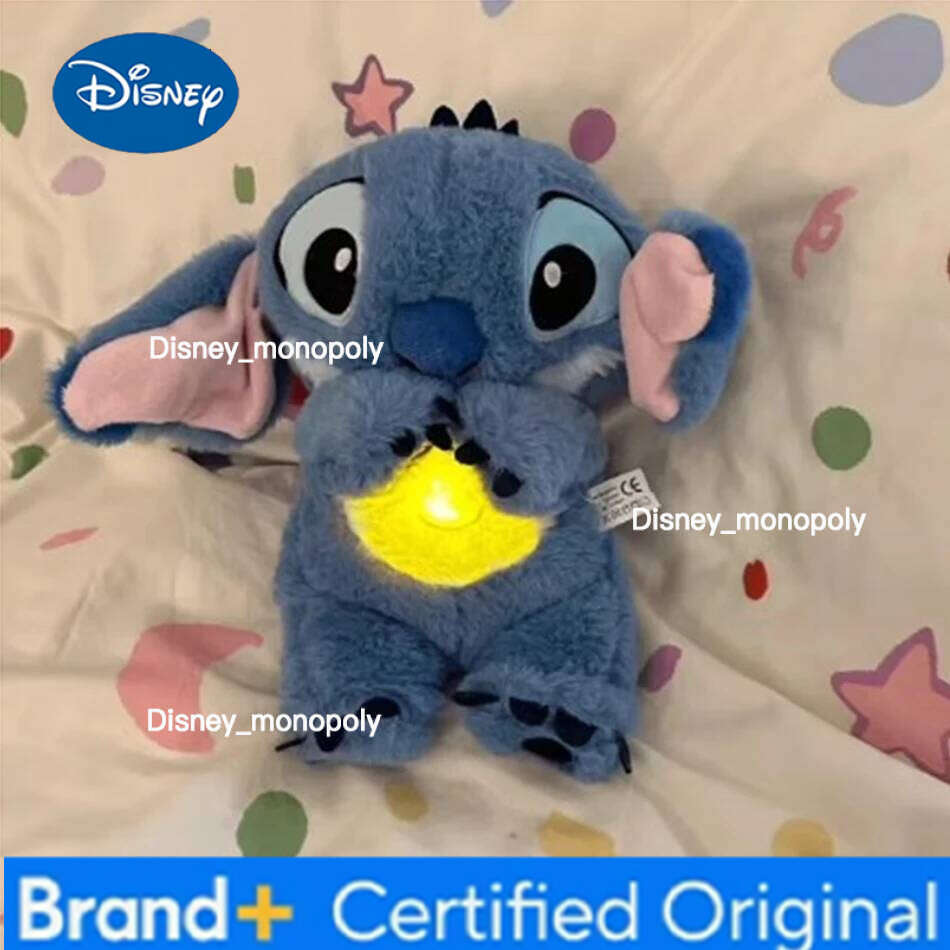 Disney Pink/Blue Stitch Plush Doll - Breathing Light & Music, Cute Anime Soothe Toy for Babies/Kids, Ideal Christmas/Birthday Gift H260126