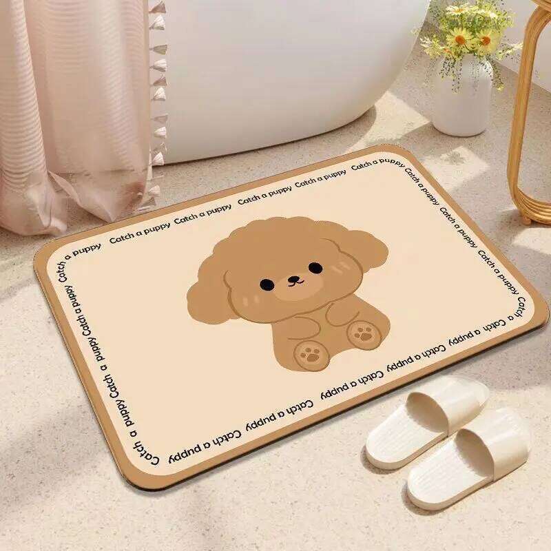Bathroom diatom mud, water-absorbing non-slip mat, toilet, bathroom entry door, toilet floor mat