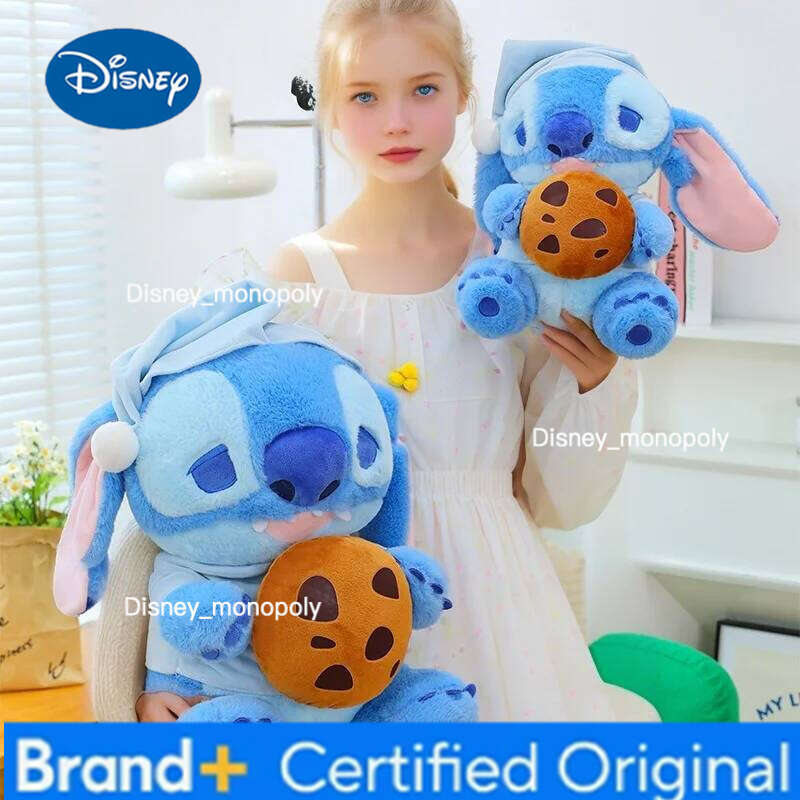 Disney Holding Cookie Stitch Plush Toy Cartoon Anime Stuffed Doll Bed Car Pillow Cushion Kawaii Room Decor Kids Birthday Xmas Gifts H260126