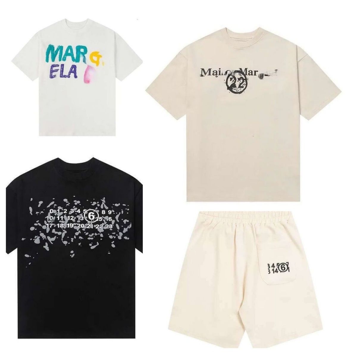 Masionlys Shirt Marigela 26Ss Margela Shirt Designer T-Shirt Luxury Mm6 Digital Pattern Round Neck Fashion T-Shirt Comfortable Hip Hop Street Margela T-Shirt