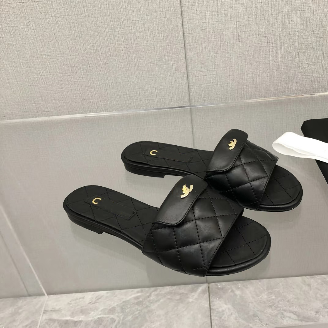 France womens slipper paris Beach slides Flat heel Summer Designer Fashion flops lady sandals women shoes Hotel Bath Ladies leather Sandals