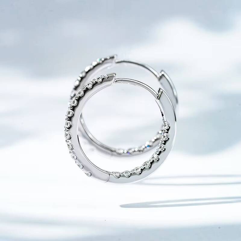 Starsgem Fine Jewelry 18K Solid Gold Yellow Hoop Earring CVD HPHT Lab Grown Diamonds Paved Huggie Earrings Factory Custom