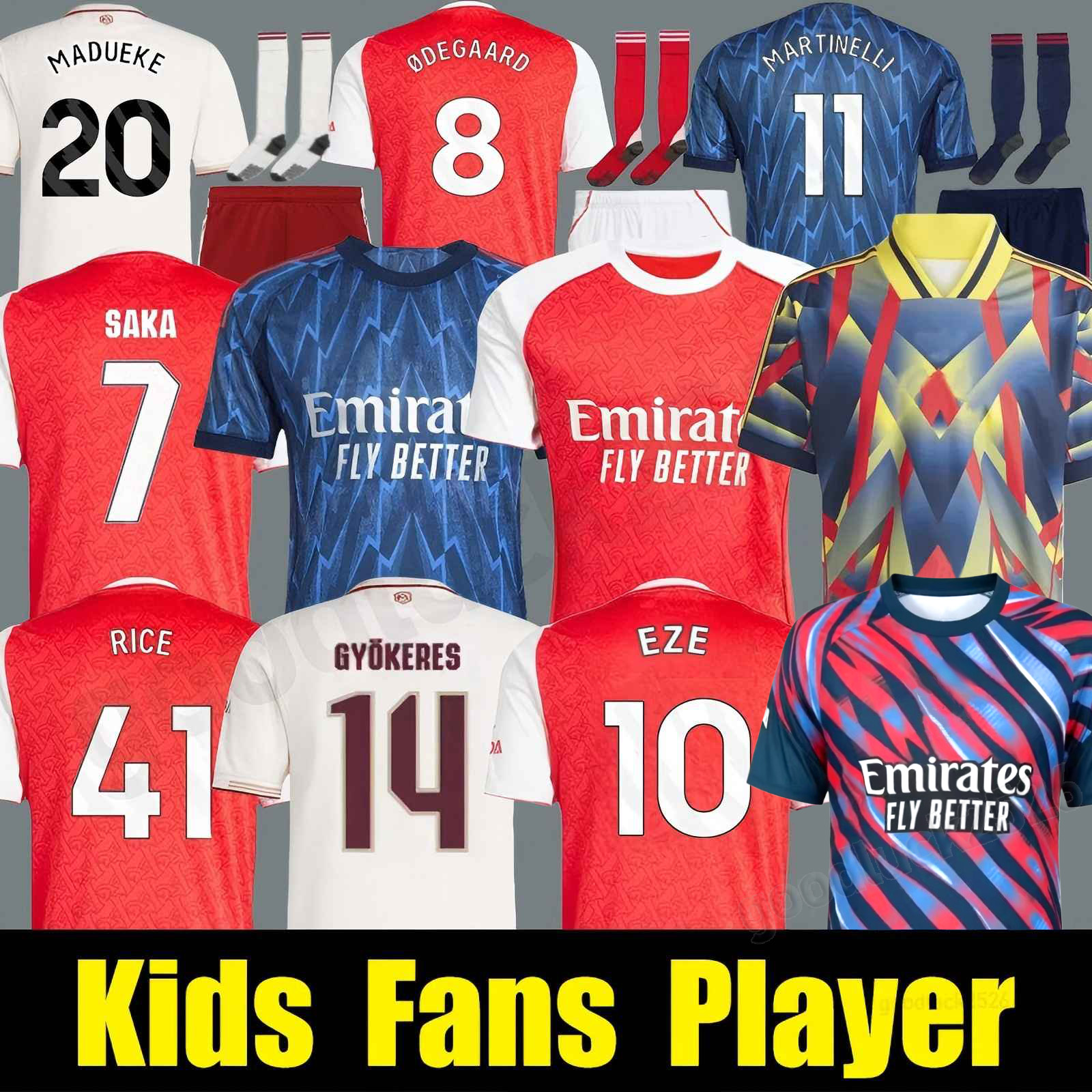 25 26 SAKA Soccer Jerseys ODEGAARD RICE HAVERTZ NWANERI MARTINELLI Calafiori NKETIAH SALIBA TROSSARD JESUS Football Shirt Kids kits Long sleeves uniform EZE Shirt