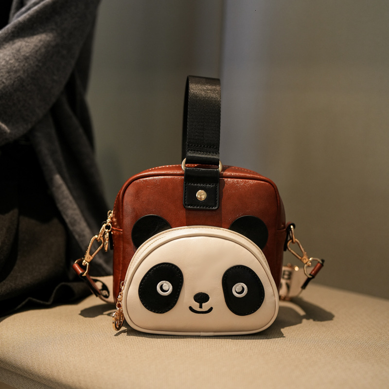 2025 New Niche Fashion Versatile Cute Cartoon Panda Crossbody For Women Casual Shoulder Handheld Small Square Bag