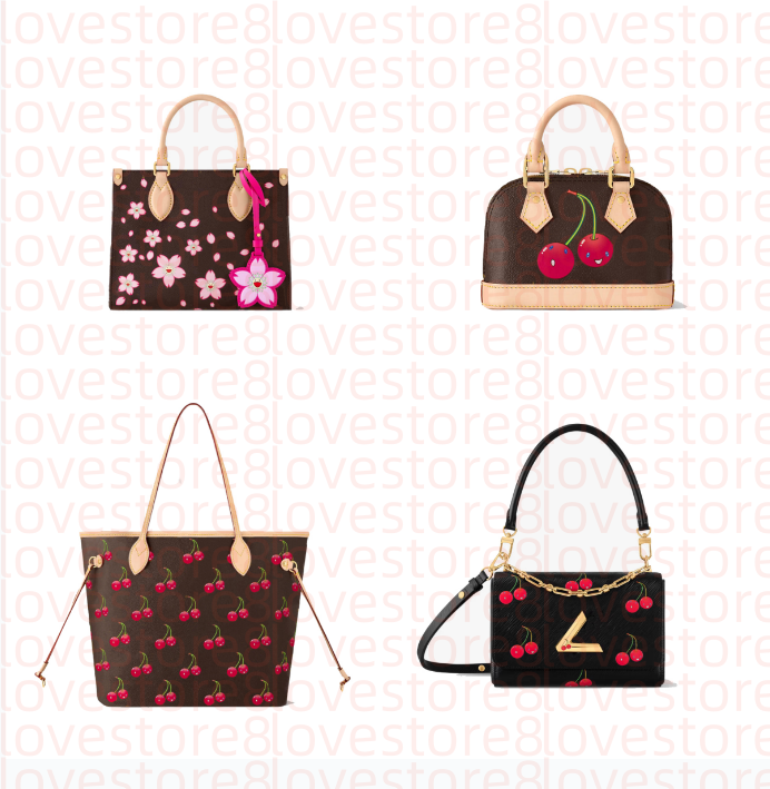 Designer bag womens' cherry bag cherry printed letter handbag fashionable retro crossbody bag