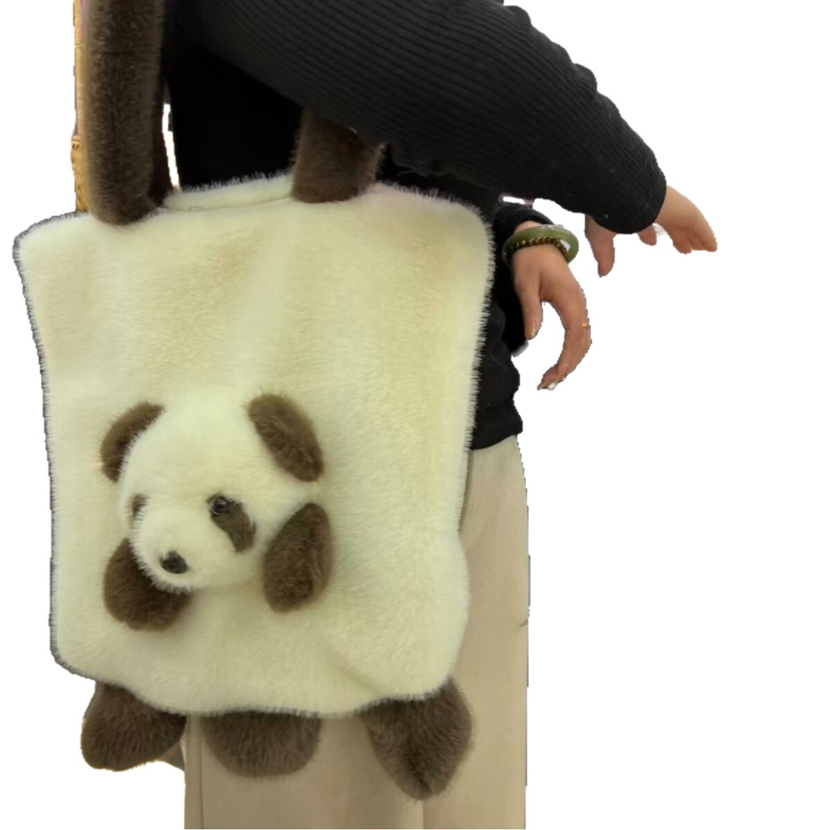 2025 New Creative Cartoon Panda Shoulder Bag Exquisite Cute Plush Toy Large Capacity Casual Handbag