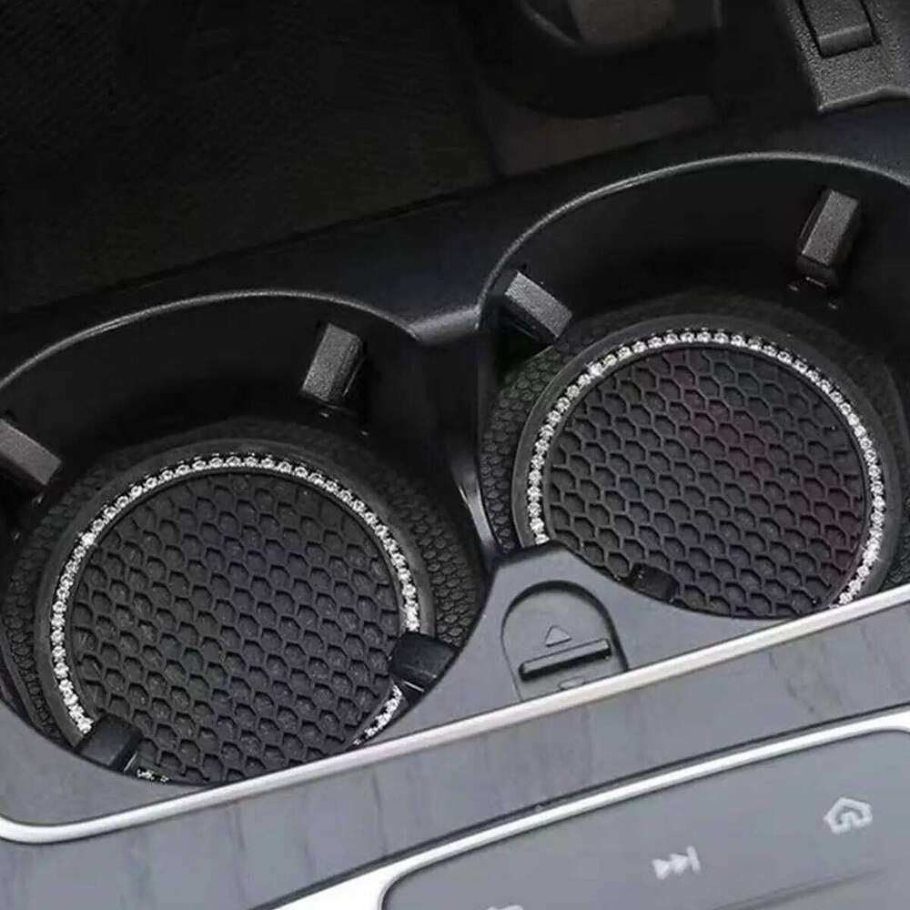 2PCS Anti Slip Cup Coasters,Universal Vehicle Holder Insert, Best Gift Car Bling Accessories for Women