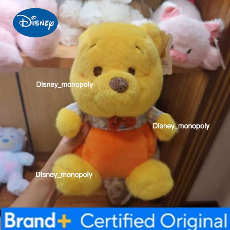 Disney Original The Pooh Autumn Series Plush Pumpkin Gentleman Harvest Season Wheat Picking Sitting Posture Winnie Bear Toy H260126