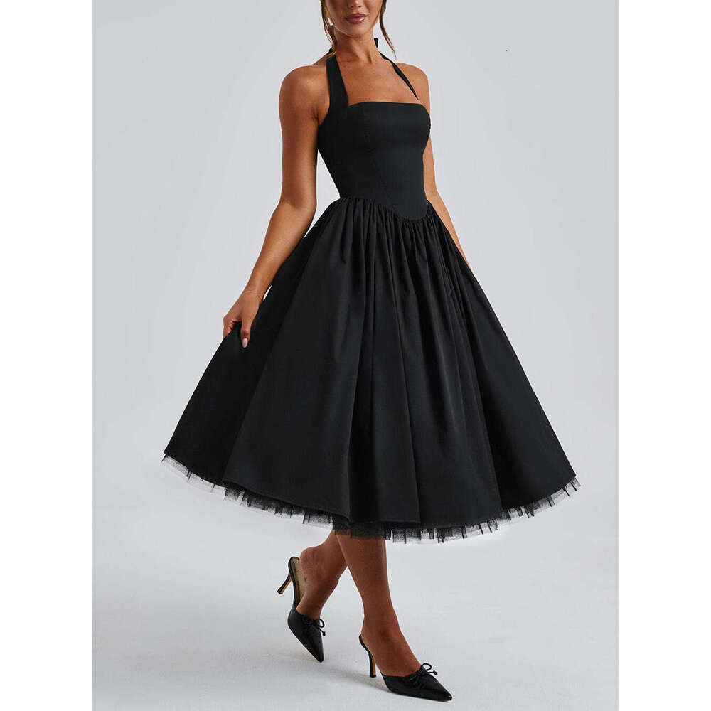 2026 New European and American Puff Evening Dress Independent Station Hot Selling Tie Skirt