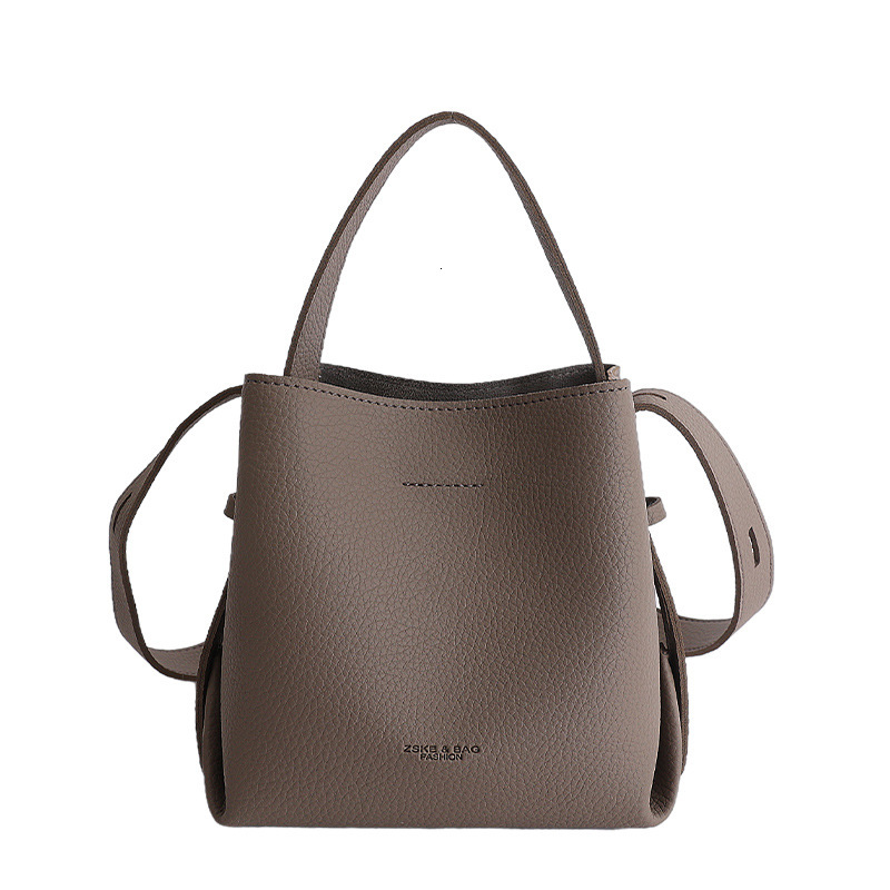 Lychee pattern women's handbag new fashion Korean niche bucket bag multifunctional Ins style shoulder bag crossbody bag