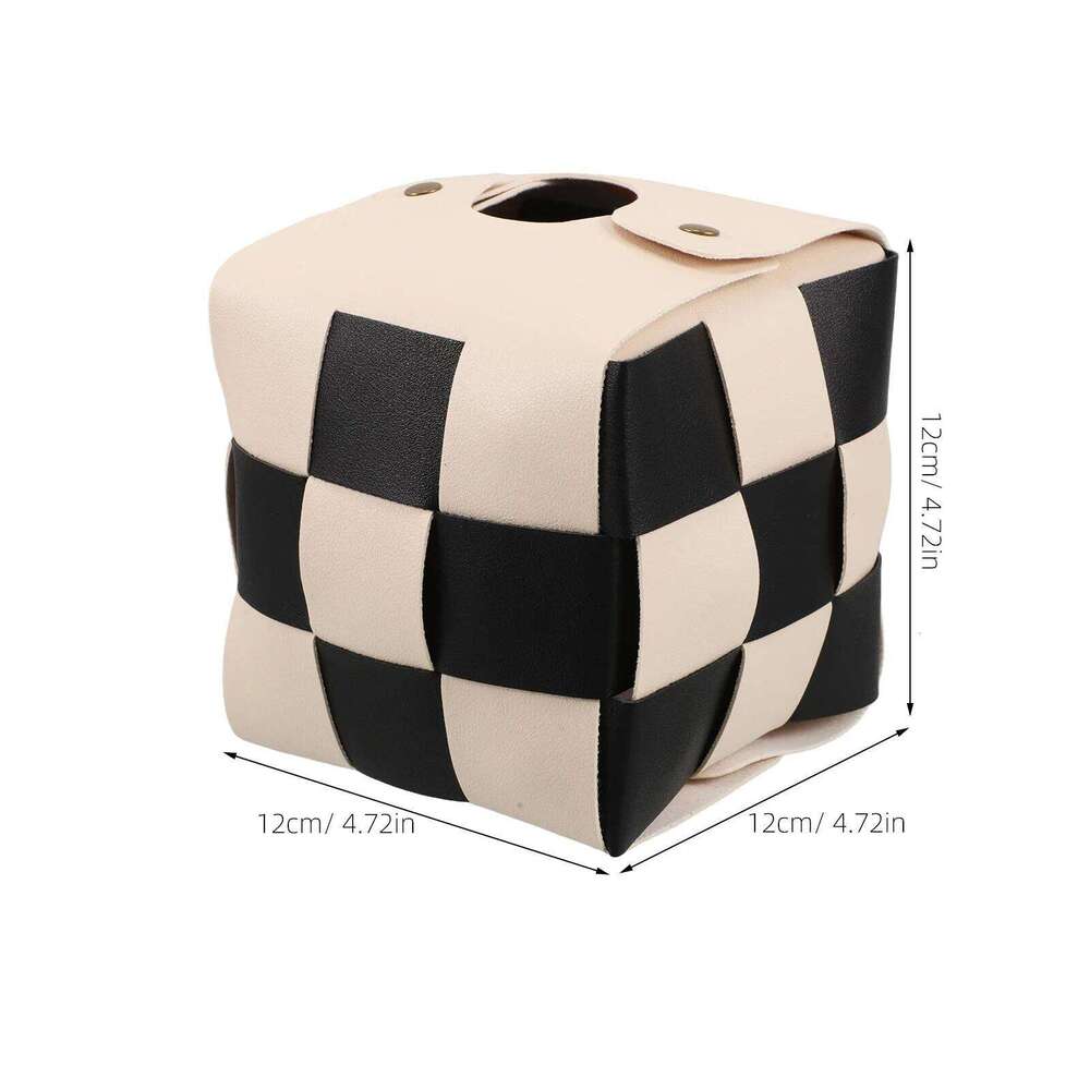 Holder Plaid Box Artificial Square Tissue Container Compact Desk Car Bathroom Organizer Storage Case For