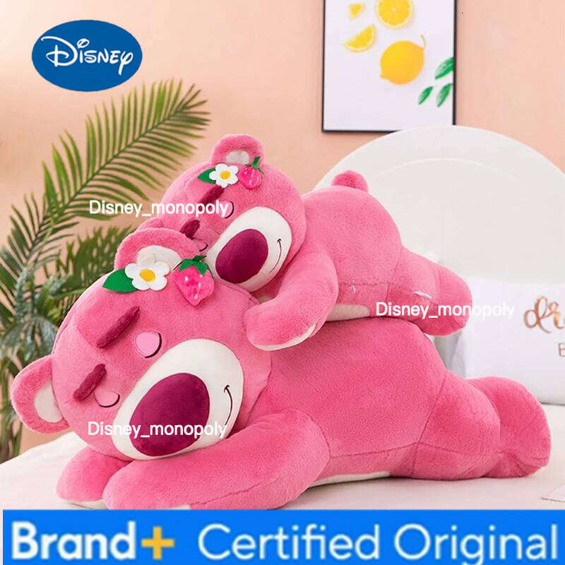 Disney 2026 Story Lotso Cute Bear Strawberry Sofa Plush Pillow Stuffed Toy Children Girls Friends Festivals Birthday Gift H260126
