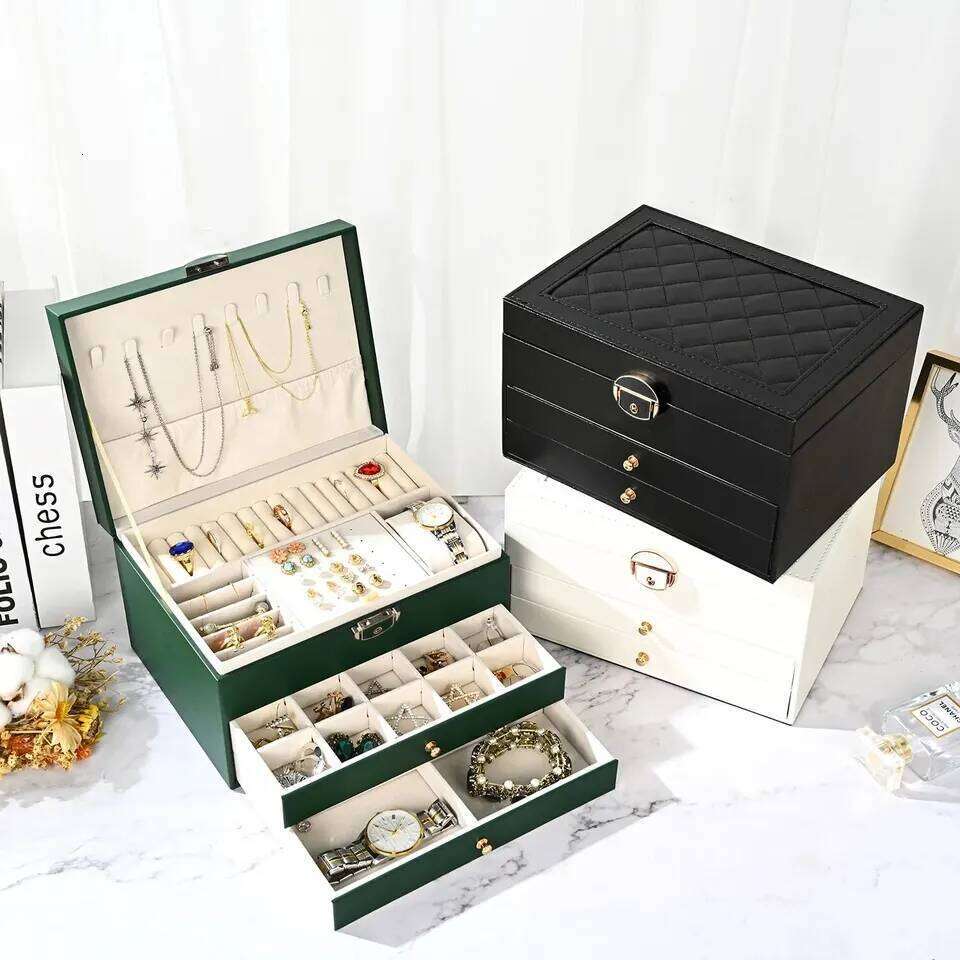 High-End Multi-Layer Drawer-Type Jewelry Box Household Large Capacity Earring Storage Organizer with Oxidation Finish