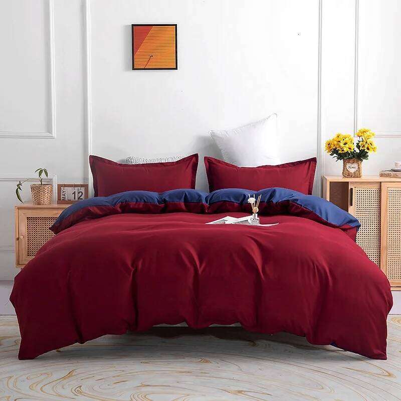 4Pcs Skin Friendly and Brushed Duvet Set, Solid Brown Purple Quilt Cover with Sheet Pillowcases, Luxury Hotel Bedding Set Y260124