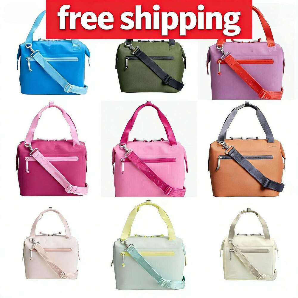 Free Shipping Lightweight Nylon Lunch Bag 12H Insulated Cooler Bag Waterproof Detachable Strap 10 Colors Home Office Travel
