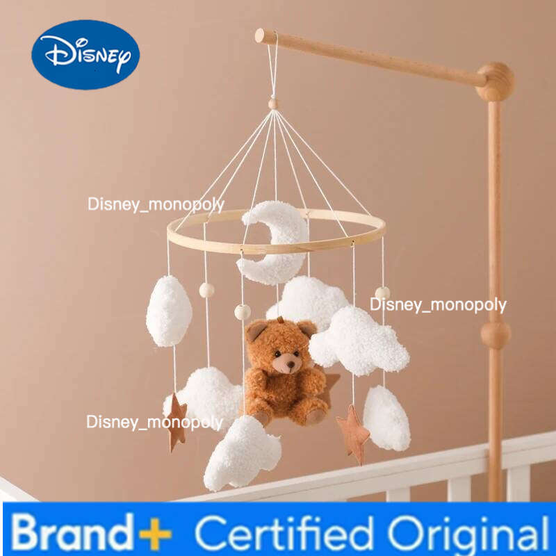 Disney Wooden Crib Baby Rattle Soft Felt Cartoon Bear Mobile Newborn Music Box Bed Bell Hanging Bracket Toy H2601261