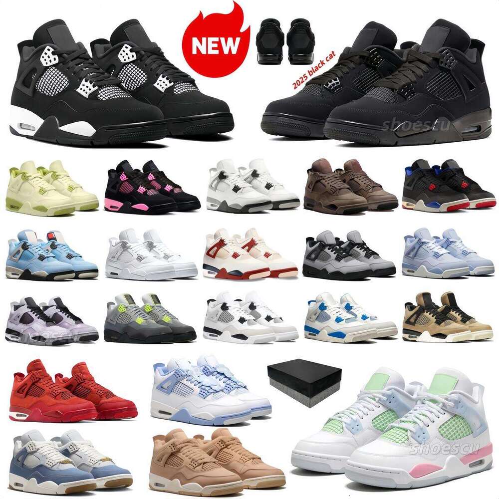 With Box Basketball Shoes 4 Designer Shoes 4s Black Cat White Cement Reima Gined Nigel Sylvest Blue Flu Game Union Outdoor Men Woman Sports Sneakers Size 36-50