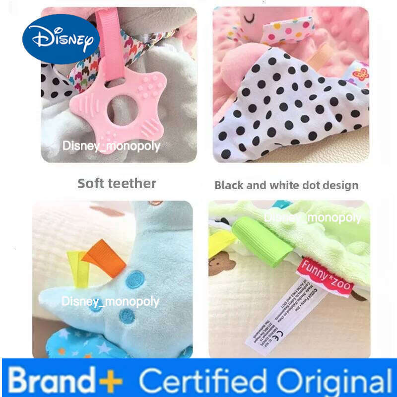Disney Baby Security Soothing Doll Towel with Teether Rattles Soft Blanket Snuggle Toy Stuffed Animal for Babies Newborns Gift H260126