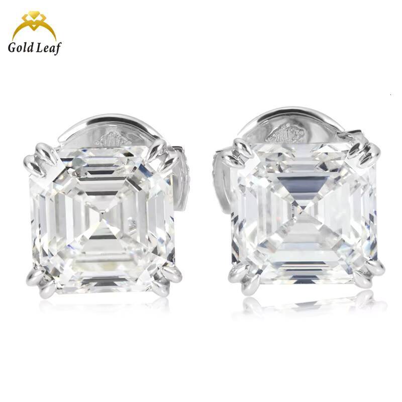 Goldleaf Custom IGI Certified 14K Gold Lab Grown Diamond Earrings 2CT E VVS Asscher Cut Wholesale Fine Jewelry Unisex Ear Studs