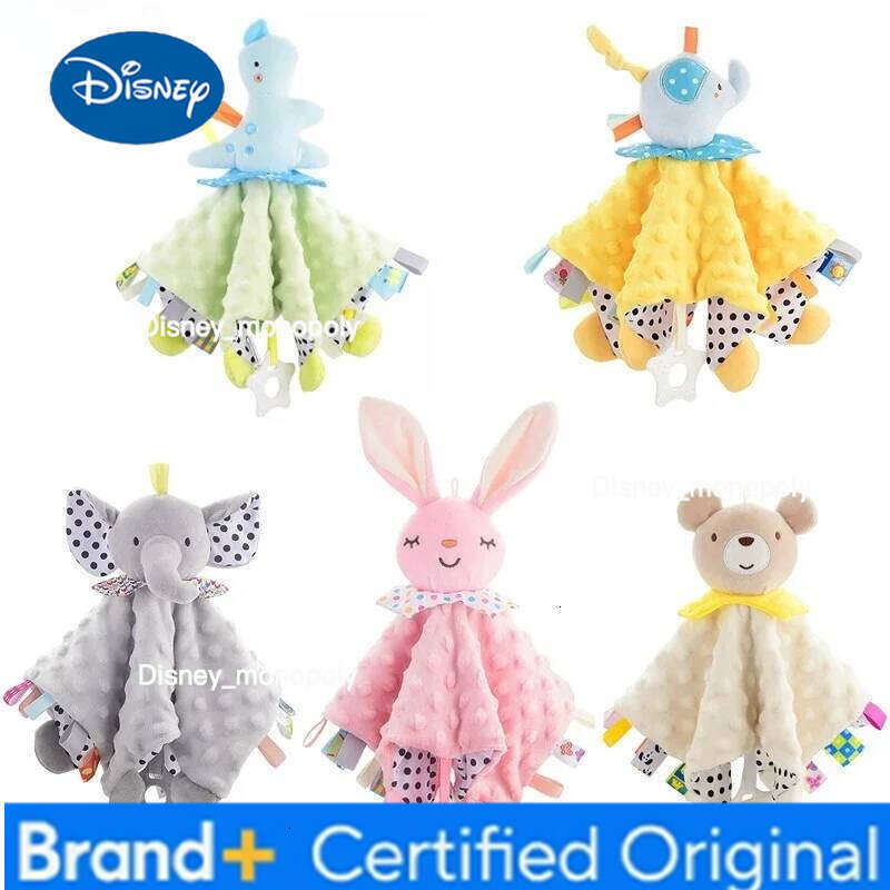 Disney Baby Security Soothing Doll Towel with Teether Rattles Soft Blanket Snuggle Toy Stuffed Animal for Babies Newborns Gift H260126