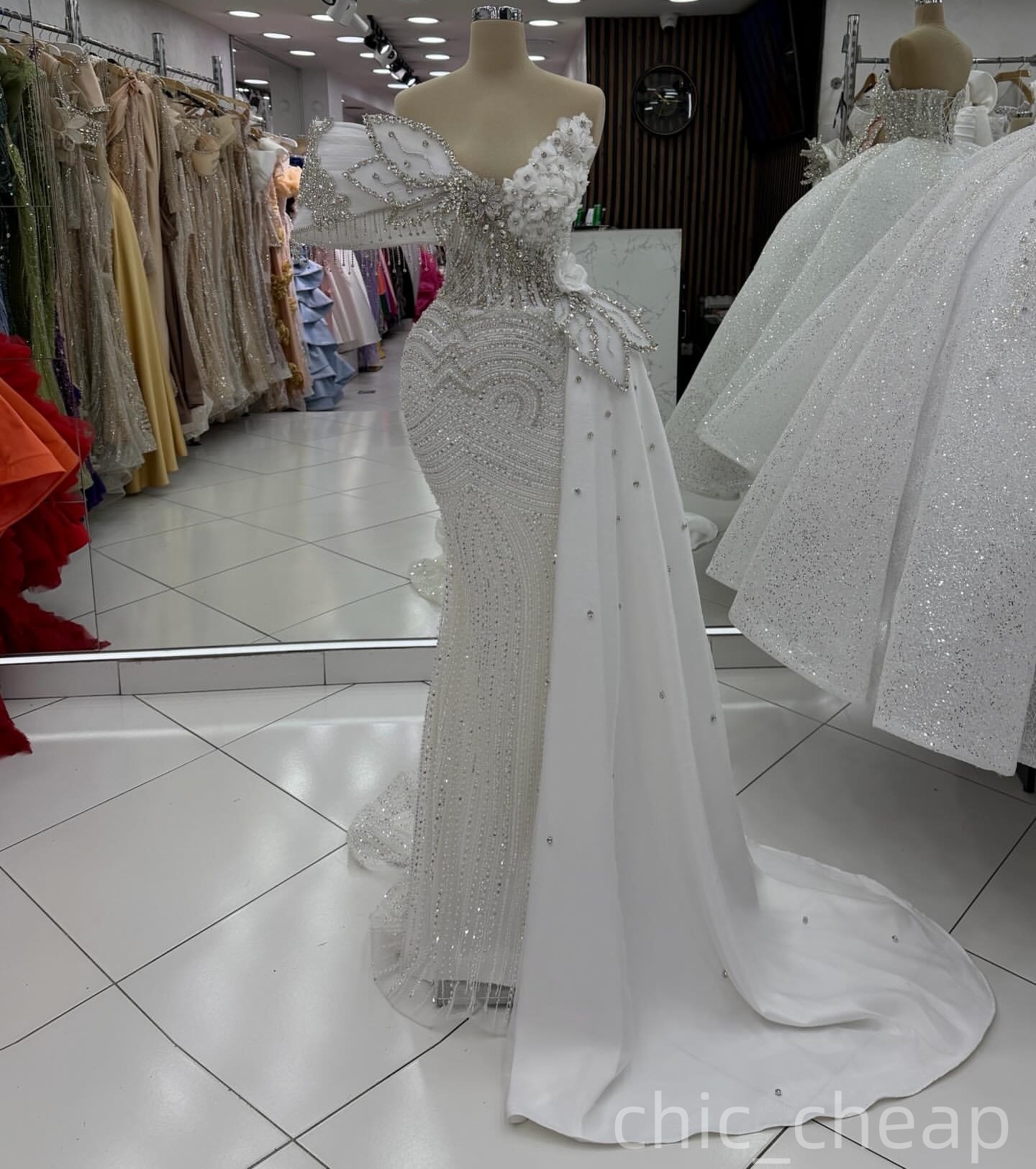 Aso Ebi Ivory Mermaid Prom Dresses 2026 Florals Beaded Crystals Sweetheart Evening Formal Party Second Birthday Engagement Gowns Dress For Special Occ