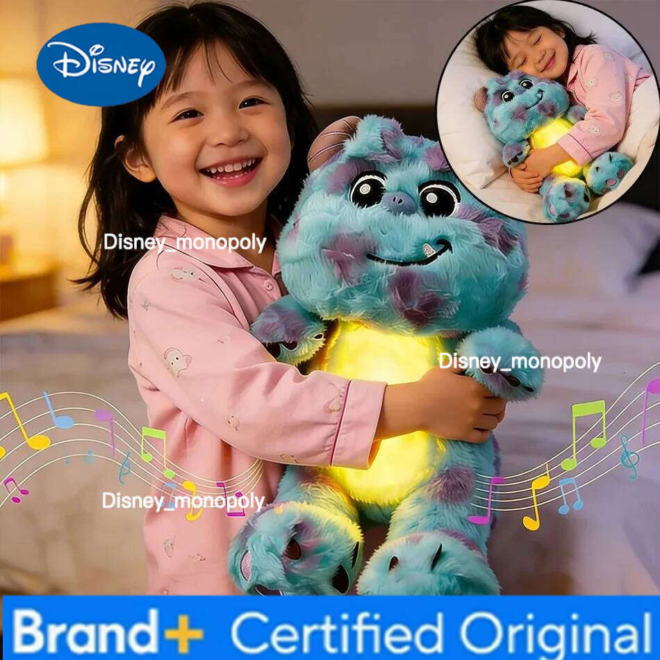 Disney Monster Blue Fury Plush Doll Breath Child Soothes Kawaii Toy Anime Baby Music Light Sleep Toys Kid Gifts Home Decoration H260126