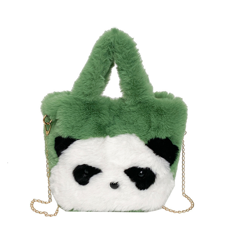 Panda Plush New Fluffy Bucket Cute Soft Face Large Capacity Handbag Shoulder Underarm Bag Crossbody