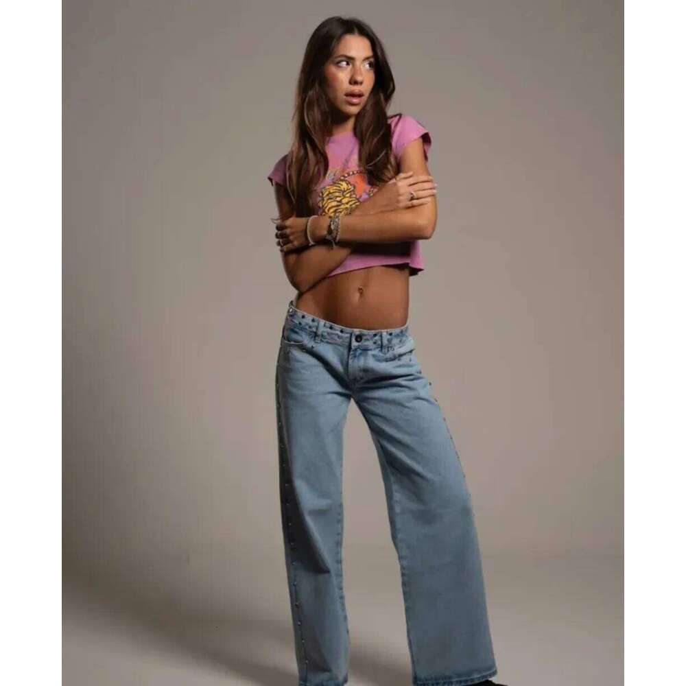 Vintage Five-Pointed Star Print High Waited Woman Street Harajuku Baggy Jeans Women Clothing Casual Straight Denim Pants C260126 - view 3
