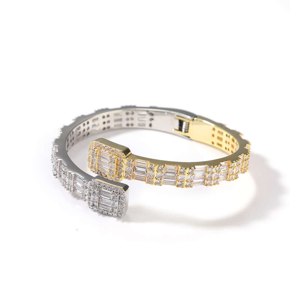 New Fashion Open Ins Style Inlaid Moissanite diamond bracelet Interwoven Two-tone Bracelet Personality Hip Hop Men's Jewelry