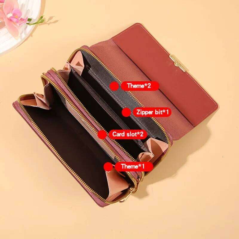 New Women Long Wallet Money Clutch Handbag Korean Large Capacity Multifunctional Shoulder Hand Zipper Purse Mobile Bag XJ260125