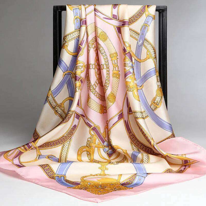 Natural Scarf for Women Print Neckerchief Square Echarpe Femme Headscarf Pure Silk Hairscarf Bandana 90x90cm 26Y0126