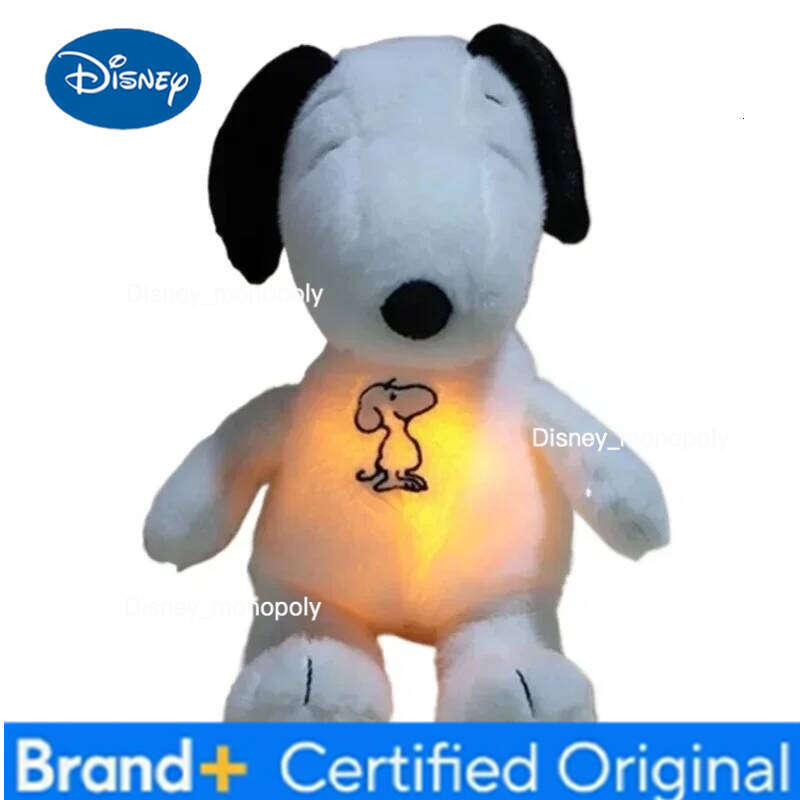Disney Breathing Soothing Snoopy white dog Plush Sleeping Companion Music and Light Doll Sensory Stuffed Toy Kids Gifts H260126
