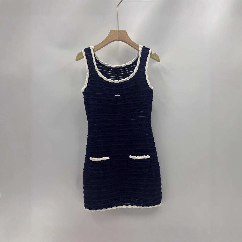 2026 Autumn/Winter Designer Elegant Social Style Lace Knitted Sleeveless Tank Top Dress