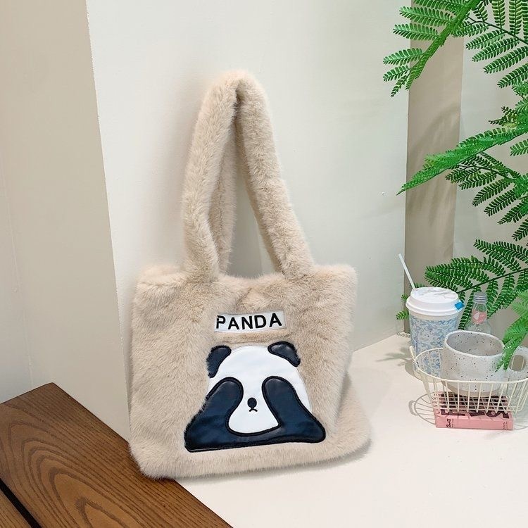 Cross-Border Wholesale Panda Backpack Shoulder Girl Underarm Tote Box Bag Plush 2025 New Model