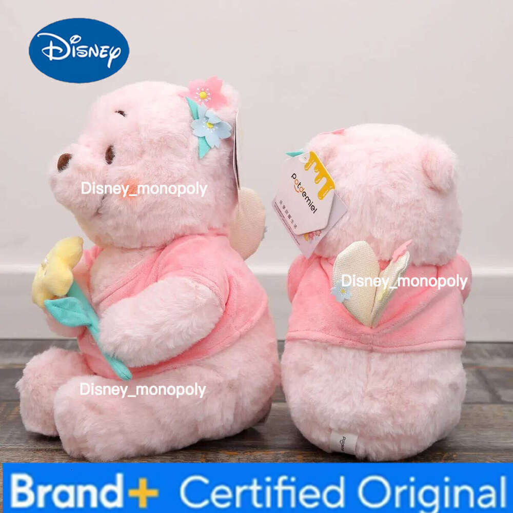 Disney Stuffed Toy Cute Sunflower Bear Cherry Blossom Winnie Plush Doll Girl Birthday Kawaii Room Decoration H260126