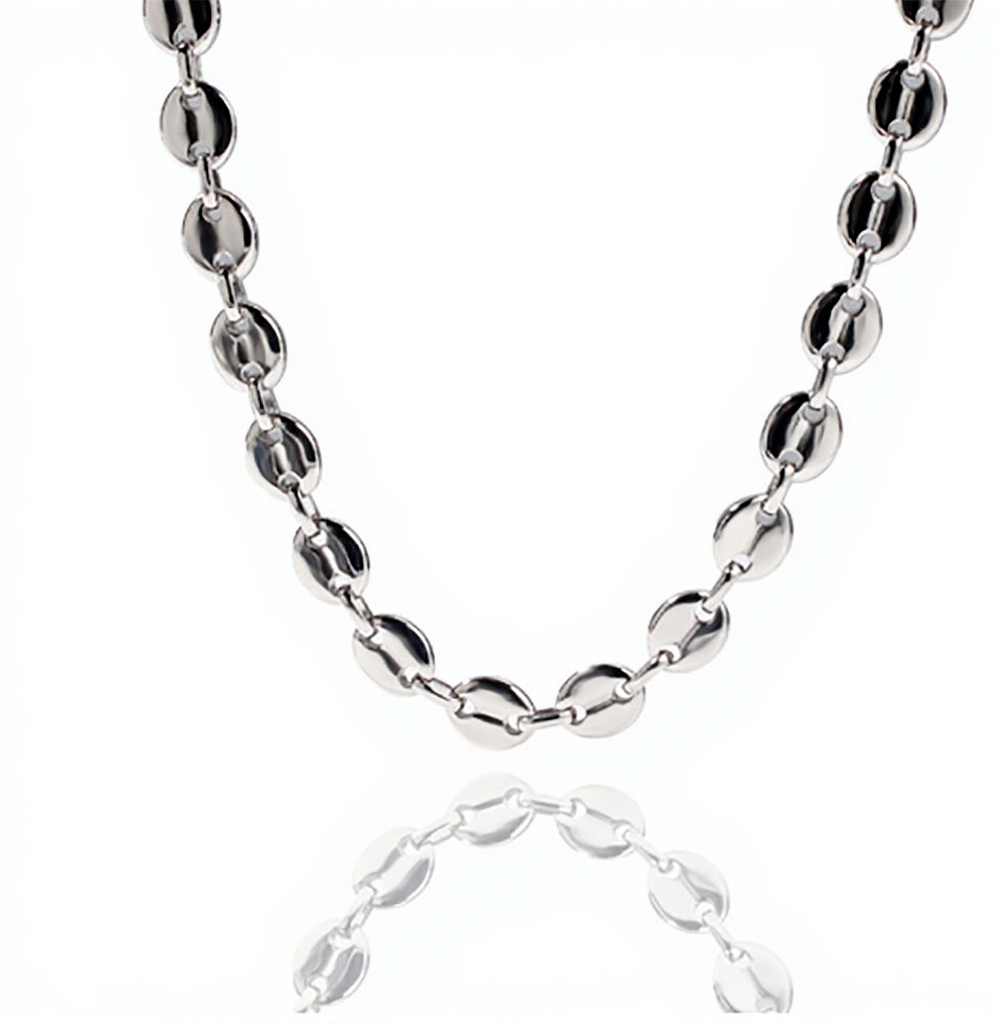 Men Woman 8MM 18K Gold Plated Stainless Steel Coffee Bean Oval Necklace Chain Marina Link Chain Bracelet Hip Hop Jewelry
