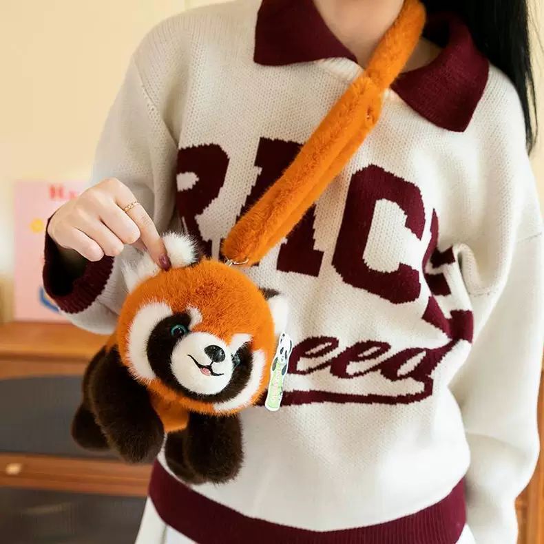 Cute Giant Panda Bag For Girls And Children, Little Raccoon Single Double Shoulder, Crossbody Lying Bag, Plush Backpack