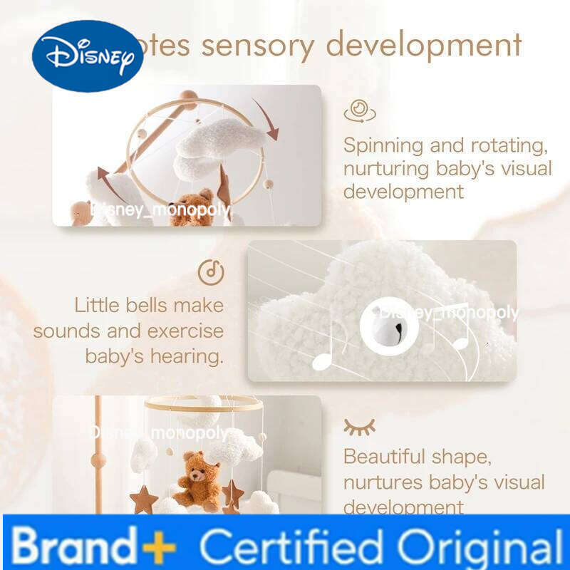 Disney Wooden Bell Hanging 0-12 Month Baby Crib Mobile Lambhair Bear Bunny Doll Toy Bed Holder Bracket Kid Gift H260126