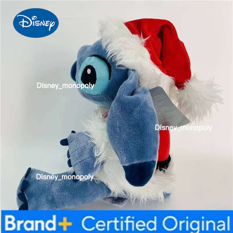 Disney 35cm Stitch Cos Santa Claus Cartoon Kawaii Plush Doll Toys Soft Stuffed Throw Pillow Back Cushion Kids Christmas Gifts H260126
