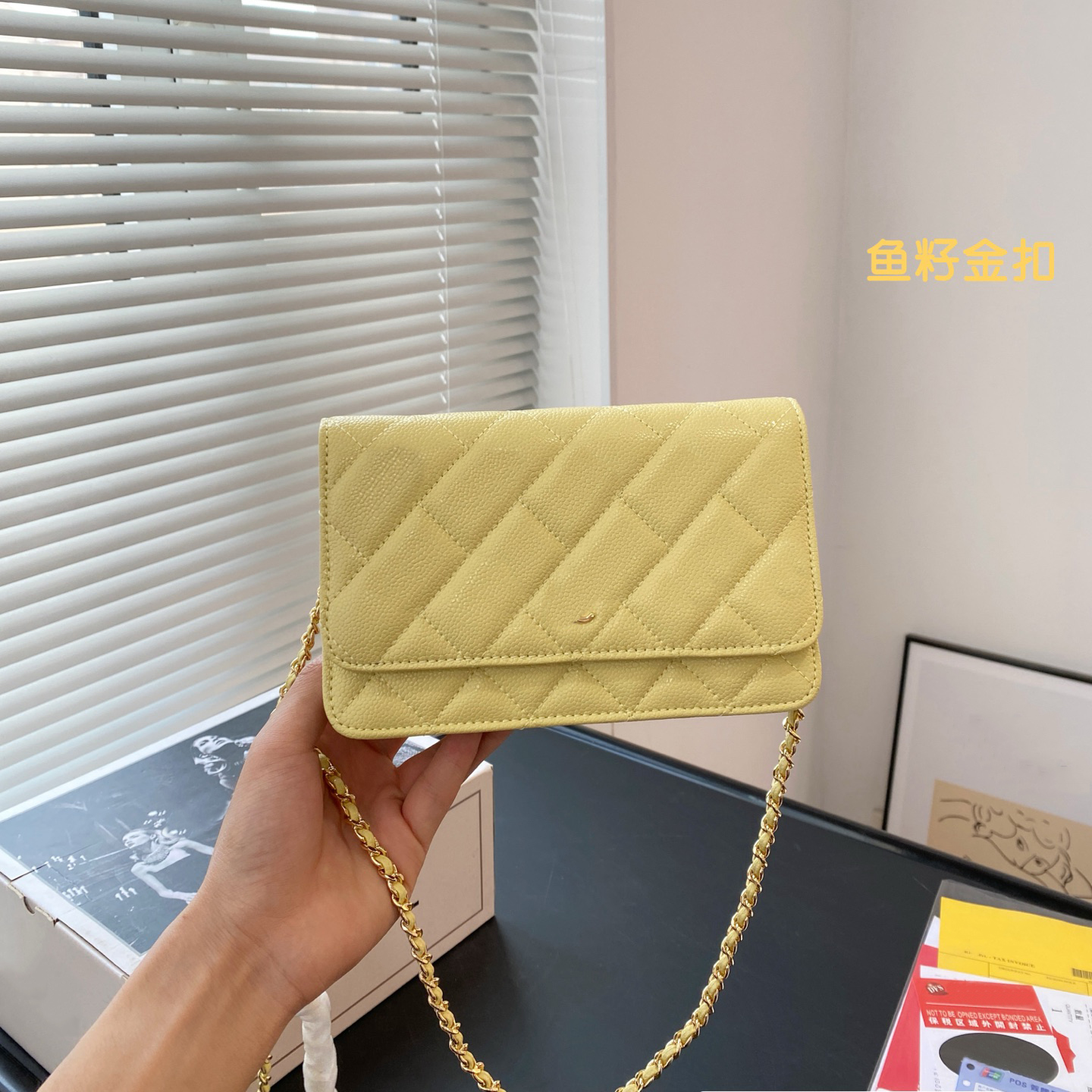 Designer bags for women highest quality handbag gold chain plaid wallet Gold Silver Label double Leather Zipper Hasp Yellow Caviar Shoulder Bag Purse Y102