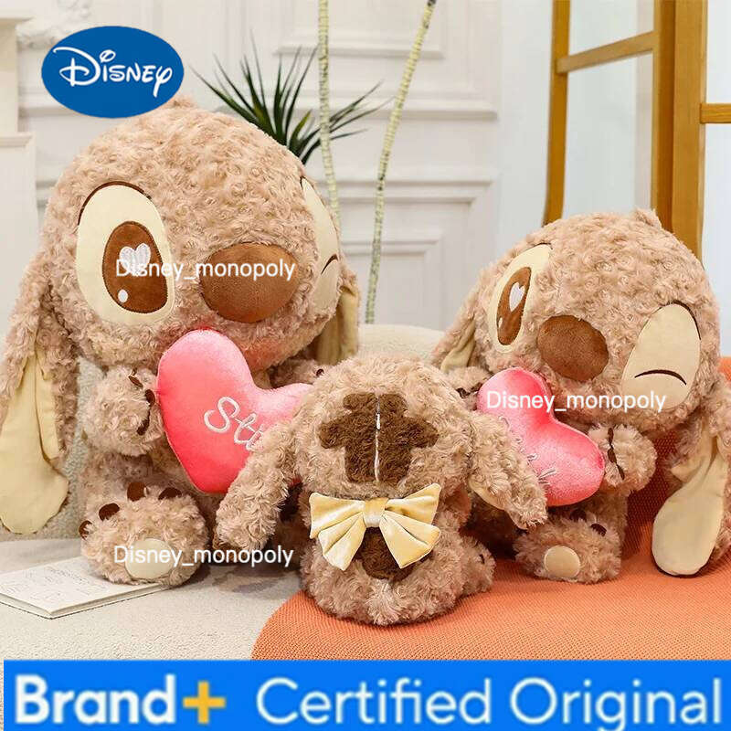 Disney Potdemiel Stitch 30/80cm Plush Doll Toy Love Heart Hug Chocolate Brown Sofa Pillow Ornaments Girls Valentine'S Day Gift H260126