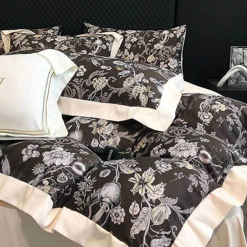 European Retro Digital Printing Egyptian Cotton 4pcs Bedding Sets Comforter/Duvet Cover Fitted Bed Sheet Pillowcases Y260124
