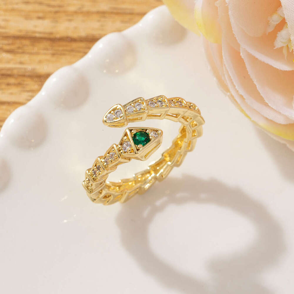 European and American Light Luxury Cool Snake-Shaped for Women Ins Trend Niche Design Versatile High-End Feel Copper Open Index Finger Ring