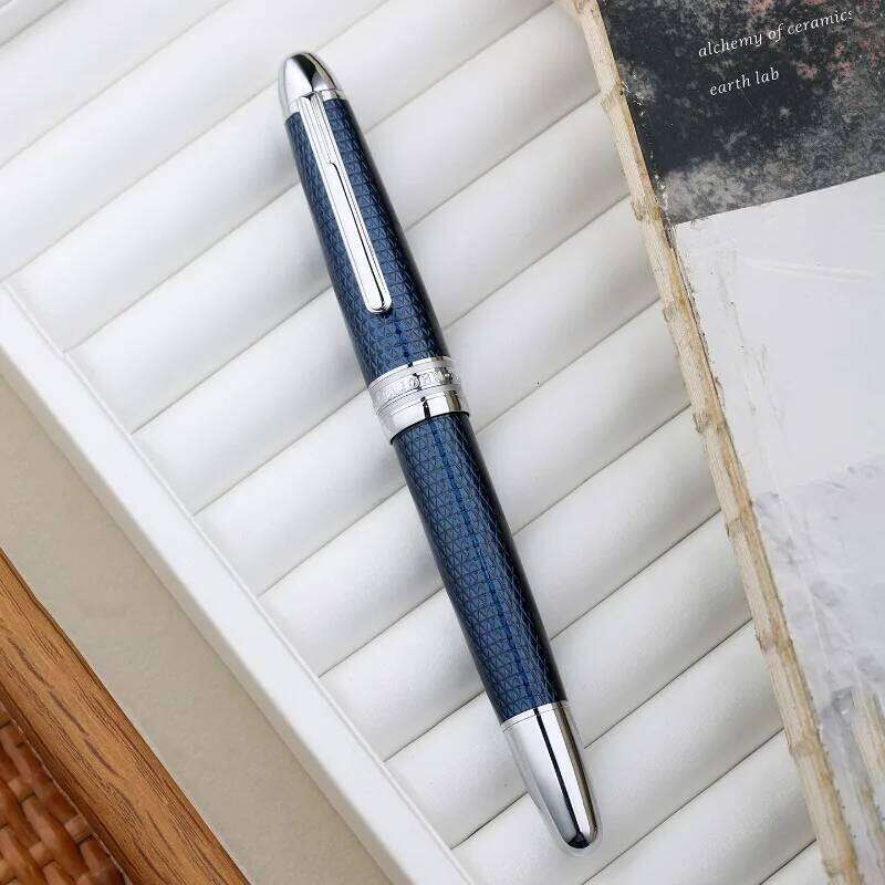 MAJOHN P136 Twilight Blue Piston Fountain - 3D Pattern & Anti-Slip Steel Grip, Large Capacity Ink Pen for Smooth Writing 26Y0126