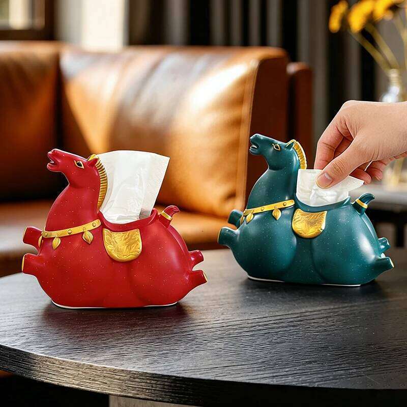 Miniso Cute Horse Home Living Room Decoration Ornament Tissue Box Kitchen And Bathroom Storage Supplies Gift