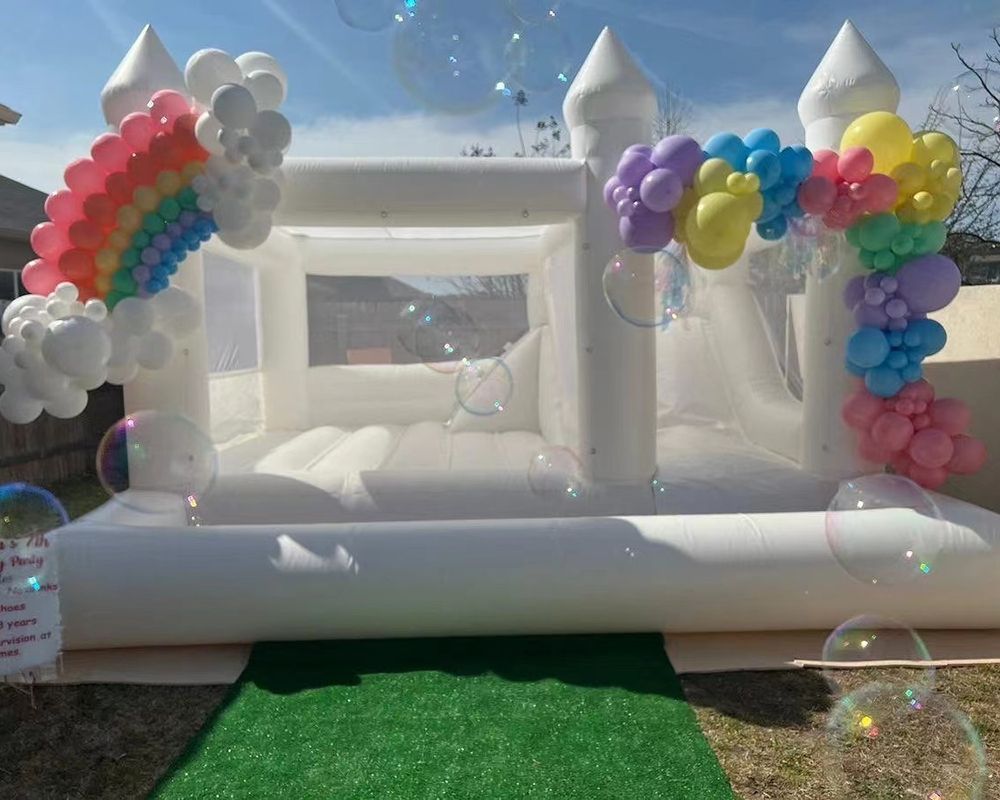 Commercial inflatable White Bounce house With Slide And Ball Pit PVC 3 in 1 Wedding Jumper Moonwalks Inflatable Bridal Bouncy Castle include blower 41545212