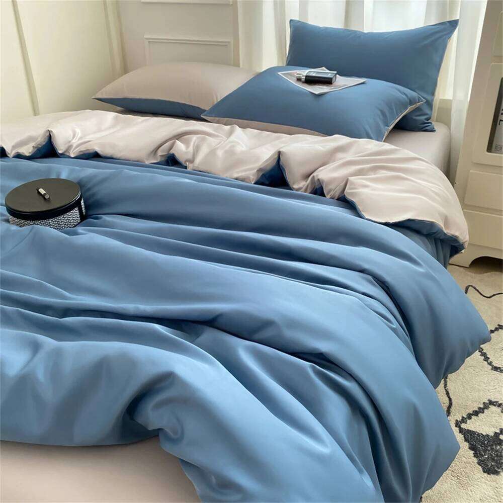 Washed Silk Bedding Duvet Pillowcase Bed Sheet Four Piece Set Quilt Cover Bedspreads Single Double King Bedroom Decor Y260124